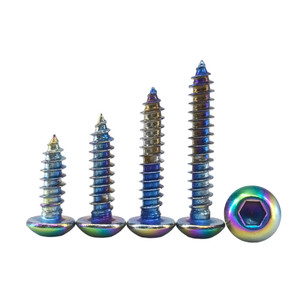 Vis autotaraudeuses à tête Torx Allen pour moto et voiture, prix d'usine, M5 X 10mm 12mm 16mm 20mm, vis en titane bleu brûlé - Product Image 1