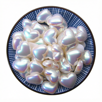 Perles synthétiques (créées en laboratoire) de qualité AAAAA, style mode, plates, en ABS, en forme de cœur à grand trou, en vrac, pour DIY