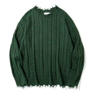 Maglioni da Uomo OEM & ODM di Tendenza, Lavorazione a Trecce, Tinta Unita, Collo a V, Colore Bianco, Pullover in <span class=keywords><strong>Cotone</strong></span> a Maniche Lunghe, Maglieria Invernale - Product Image 1