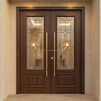 Porta d'Ingresso Doppia Esterna in Legno Massello di Lusso per Villa Residenziale di Grandi Dimensioni