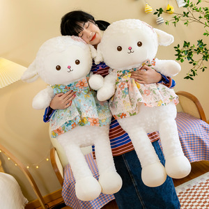Lindo Peluche <span class=keywords><strong>de</strong></span> Oveja, Muñeca <span class=keywords><strong>de</strong></span> Conejo con Vestido Floral, Lindo Muñeco <span class=keywords><strong>de</strong></span> Pareja, Regalo <span class=keywords><strong>de</strong></span> Cumpleaños para Niños - Product Image 3