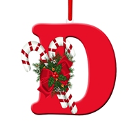 Ornement de Noël personnalisé en acrylique avec 26 lettres anglaises A-Z, décoration suspendue pour sapin de Noël, pendentif en forme de canne à sucre pour la fête de Noël à la maison