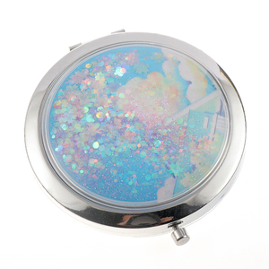 Biểu Tượng Tùy Chỉnh Mini Folding Vòng Nhỏ Tay Gương Hai Mặt Quicksand Lỏng Glitter Nhỏ Gọn Pocket Gương Cho Trang Điểm - Product Image 1