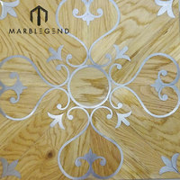 Plancher en bois de bonne conception, incrustation en bois, motifs en acier inoxydable à vendre
