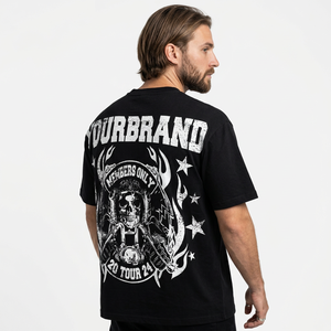 เสื้อยืดผู้ชายพิมพ์ลายทั้งตัว คอกลม แขนสั้น ลายกราฟิก สตรีทแวร์ ผ้าฝ้าย ทรงครอป - Product Image 3
