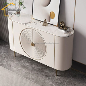 Mueble de Comedor Moderno y Minimalista Color Crema, Mueble de Almacenamiento de Pared <span class=keywords><strong>para</strong></span> Sala de Estar Familiar Pequeña, Estilo Nórdico con Tablero de Roca y Pizarra - Product Image 4