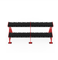 Équipement de stockage pour centre de fitness, musculation, haltérophilie, rack à haltères hexagonales à 2 niveaux pour le rangement des poids