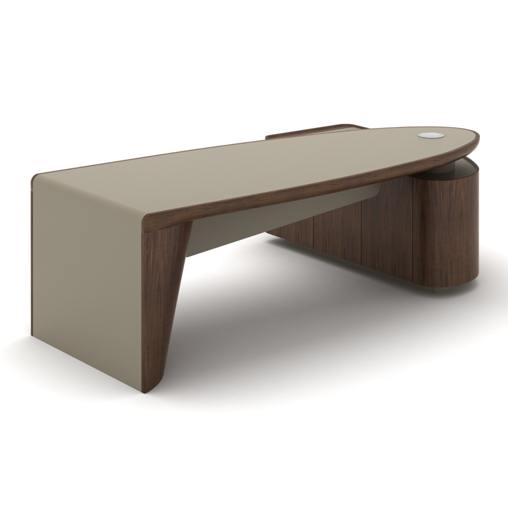 Luxury Curved Design Modular Executive Desk Natural Walnut Veneer E0 Grade Modern Commercial Office Home Office Office Building