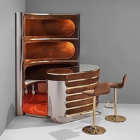 Casier à vin moderne en acier inoxydable de qualité supérieure, écologique, grande capacité, avec armoire de rangement en bois pour appartement haut de gamme et salon