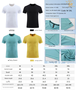 170gsm élastique glace-soie basket-ball t-shirt résistant au soleil respirant col rond à manches courtes Logo personnalisé course t-shirt impression - Product Image 5