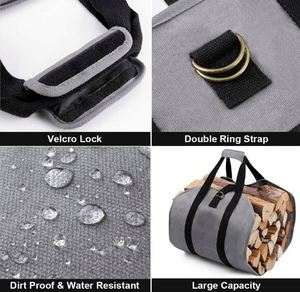 Échantillon Gratuit : Sac de Transport pour Bois de Chauffage en Nylon Ciré, 39 po x 18 po, Sac Robuste de 16 oz avec Poignées et Sangles de Fixation - Product Image 3