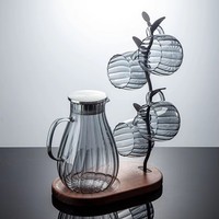 Vente en gros de carafes en verre borosilicate résistant à la chaleur, avec couvercle en acier inoxydable, poignée en verre, capacité de 1,8 L, compatible micro-ondes, sans BPA