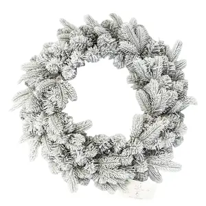 Wholesale Flocked Wreath White Wreath Outdoor Indoor Holiday Decoration Branch Christmas Garland