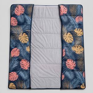 Tropical Leaf Printed Quilted Sleep Bag Full Zipper Design Foldable Portable for <b>Camping</b> Self-driving Tour Tent Indoor Rest - Product Image 1