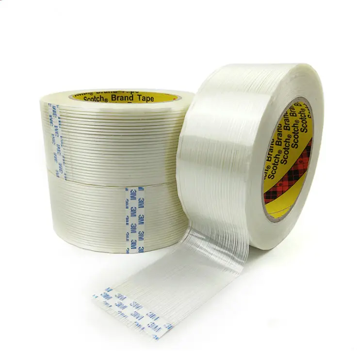 heavy duty 3M 893 897 898 8915 8934 fiber shipping clear self adhesive strapping reinforced fiberglass filament tape