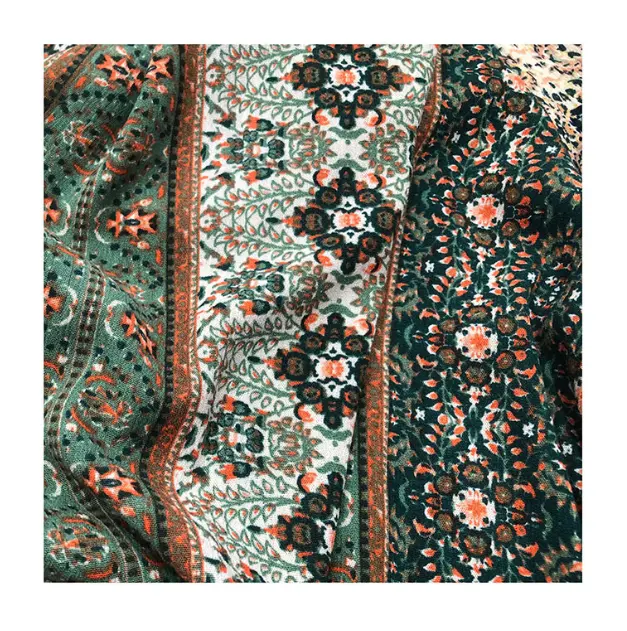 Tecido de rayon personalizado, impressão digital 100% viscose tecido macio floral sólido dyed para primavera verão vestido boêmio