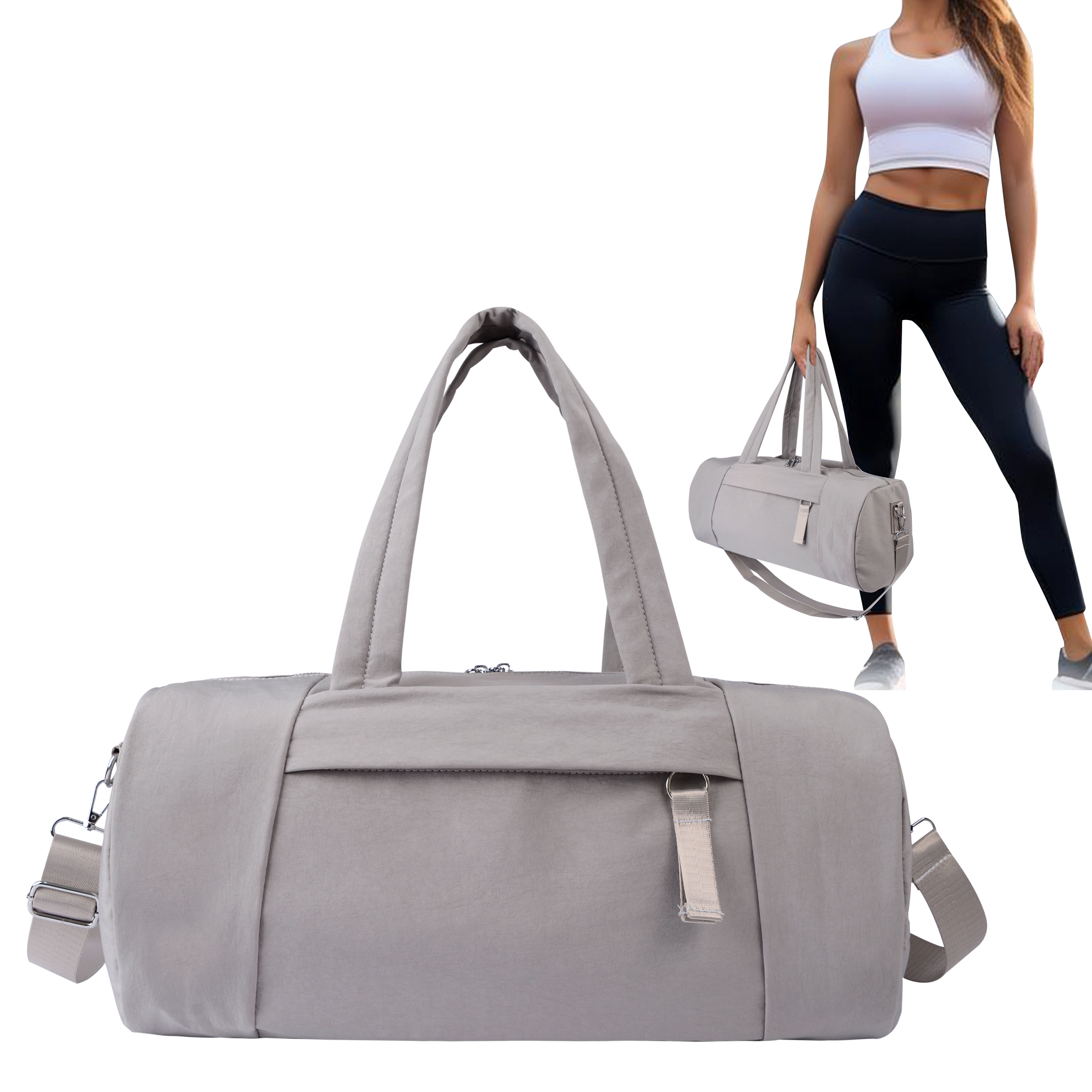 Large Capacity Unisex Nylon Barrel Tote