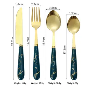 Ensemble de couverts en acier inoxydable couteau fourchette cuillère style nordique luxe léger rétro 24 pièces motif <span class=keywords><strong>marbre</strong></span> cuillère à dessert pour - Product Image 6