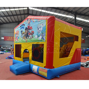 Gran oferta, casa de rebote inflable comercial, 4m x 4m, Material de PVC amarillo azul, garantía de 3 años, capacidad de 300-500kg, cumpleaños para niños - Product Image 4