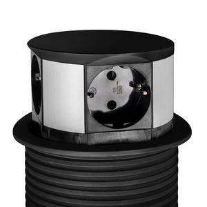 Connecteur poussoir vertical en acier à prises multiples 100mm de diamètre 3 fiches Schuko 1 USB Type a 1 USB Type C avec fiche CN EU Standards - Product Image 4