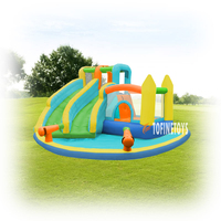 Parc aquatique terrestre gonflable à double toboggan trampoline gonflable avec toboggan et piscine pour les jeux d'été des enfants