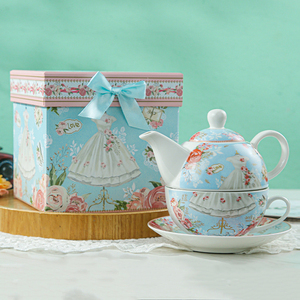 Juego de Café Estilo Europeo en Caja de Regalo, Juego de Té de Cerámica con Tetera, Taza de Té con Estampado de Vestido de Novia y Juego de Platillos - Product Image 6