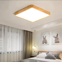 Plafonnier LED rond moderne et minimaliste, fin, écologique, à montage en surface, en bois, à intensité variable, pour chambre et salon