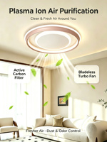 Ventilateur de plafond sans pales Yeyun avec lumière et télécommande, ventilateur LED encastré avec purificateur d'air pour chambre à coucher