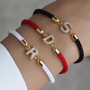 Wholesale 18K Gold Plated <strong>Initial</strong> Letter Charm Handmade Colorful Rope Adjustable Fashion <strong>Bracelet</strong> <strong>with</strong> <strong>Initial</strong> Letter - Product Image 1