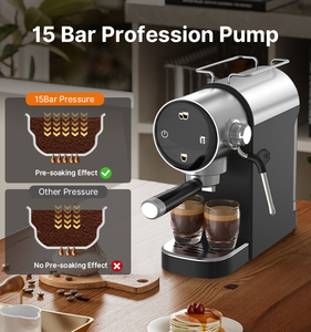 Cafetera Semiautomática para el Hogar con Barandilla de Protección, Control Digital, Pre-infusión y Alta Presión de 15 Bares, Capacidad para 2 Tazas - Product Image 6