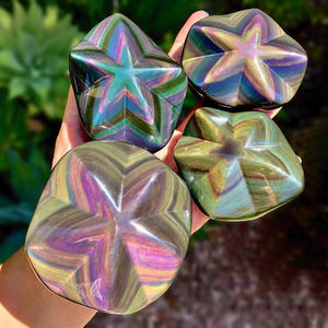 Vente en gros d'œufs/coeurs/étoiles en obsidienne arc-en-ciel polie de haute qualité, pierre énergétique en cristal, tendance de la mode, cadeau, emballage sécurisé - Product Image 1
