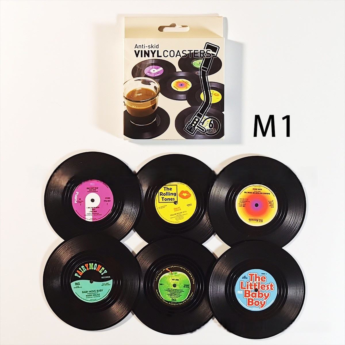 Black 6 pcs set ABS CD Coaster