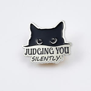 Broche Lettre Anglaise Série Chat Noir de Dessin Animé, Badge Décoratif Personnalisé Chat Mignon, Style Européen et Américain - Product Image 6