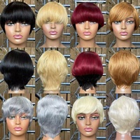 Perruques de cheveux d'elfe pas chères - Perruques en cheveux humains pour elfes, style frisé, cheveux naturels raides courts bruns blonds