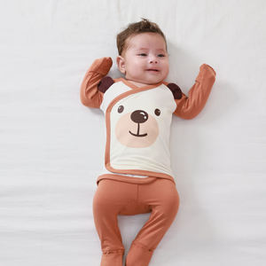Tenue pour bébé garçon nouveau-né, combinaison à manches longues avec imprimé ours de dessin animé, combinaison en bambou, pantalon, vêtements d'hiver pour enfants - Product Image 2