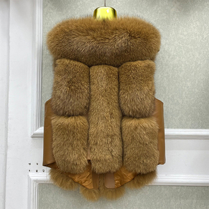 Wholesale Real Fox Fur Vest <strong>Women</strong> Winter Fashion Warm Fluffy Sleeveless Waistcoat Luxury Natural Thick Comfortable Coat - Product Image 3