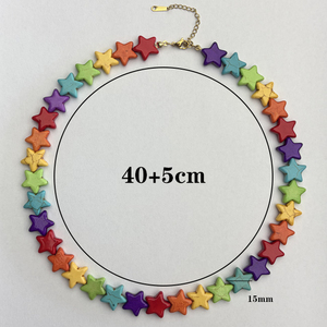 Nuova Collezione 2026: <span class=keywords><strong>Collana</strong></span> Artigianale con Perline Turchesi a Stella Arcobaleno da 15mm per Donne e Ragazze, Ideale per Vacanze Estive in Spiaggia - Product Image 6
