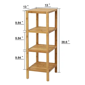 Bamboo Bathroom Shelf Multifunctional Storage Organizer Bamboo Bathroom Shelf 4-tier Tower Free Standing Rack Storage Holders Racks Multifunction NB