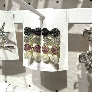 Mini barrettes à cheveux en strass <span class=keywords><strong>avec</strong></span> nœud, pince bec de canard latérale, pince à cheveux en cristal haut de gamme, accessoires pour cheveux pour femmes - Product Image 1