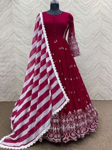 ชุดเดรสทำงาน9มม. พร้อมพิมพ์ Dupatta ชุดออกงานปาร์ตี้ดีไซน์ใหม่ปักลวดลายสวยงาม - Product Image 2