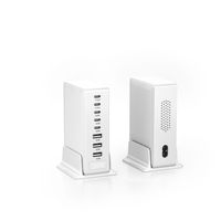 Station de charge de bureau transfrontalière 380W avec écran WAI, haute puissance, 5 ports USB-C + 3 ports USB-A, charge rapide PD, chargeur GaN pour ordinateur portable