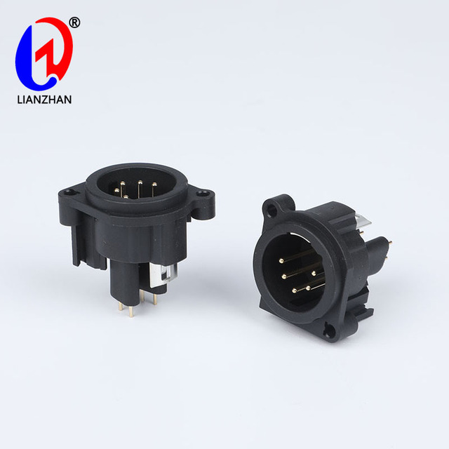 5 Pin for XLR Male Brass Chassis Mount Audio Connector with Straight Terminal and High Insulation Resistance