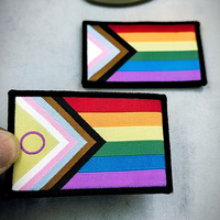 Promotion progrès fier arc-en-ciel drapeau tissage marque Patch personnalisé drapeau Gay patchs