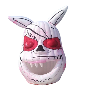 Decoração inflável do coelho do halloween com cara do fantasma Modelo inflável personalizado do coelho do suicídio com luzes conduzidas para eventos assustadores - Product Image 1