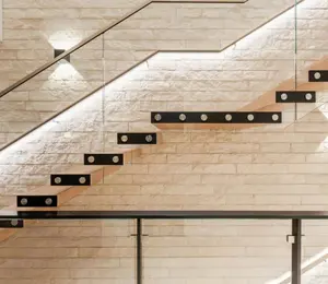 VIKO 2024 Boîte d'intérieur moderne en marbre pour maison Escalier suspendu Escaliers flottants en verre bleu