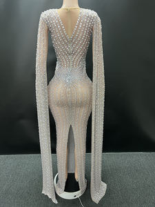 Новое Y3764-B, Прямая поставка, Новое поступление, роскошное платье для выпускного вечера, элегантное вечернее платье со стразами, накидка с рукавами для вечеринки - Product Image 3