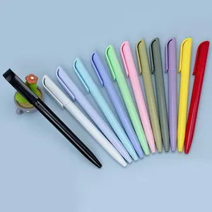 Wholesale Push Type Morandi Color Signature Pen Plastic Spray Glue Advertising Election Ballpoint Pen