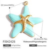Pendentif Grande Étoile de Mer Émaillée Ocean Beach en Acier Inoxydable Plaqué Or PVD 18K, Anti-ternissement, Breloque Cœur et Feuille pour la Fabrication de Bijoux