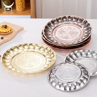 Home Tisch Bronze Farbe dekorative Schüssel Essen Trocken frucht Serviert ablett Edelstahl Runde Obst Dessert teller