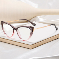 81098 Anti-lumière bleue lentille lunettes cadre femmes oeil de chat montures de lunettes Vintage TR90 métal Transparent lunettes hommes